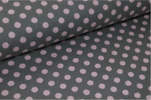 RESTSTÜCK 1,60cm !!! - Baumwoll Strick - Punkte - grau/rosa